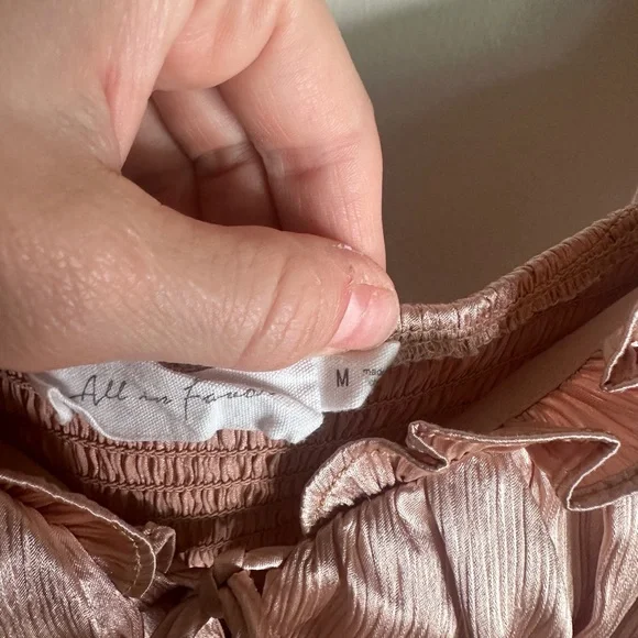 All In Favor Blush Pink Satin Crop Top - Picture 4 of 5